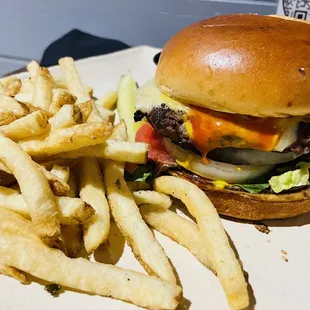 Classic Cheeseburger with fresh cut fries.