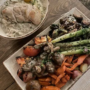 Mushroom Risotto with Grilled Chicken &amp; Chef's Vegetable Plate