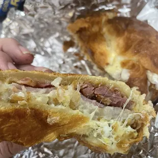 Breakfast croissant sandwich
