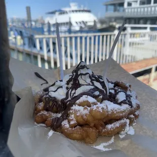Funnel cake with Nutella and whip