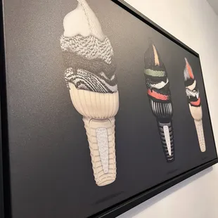 three ice cream cones