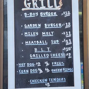 Lunch menu