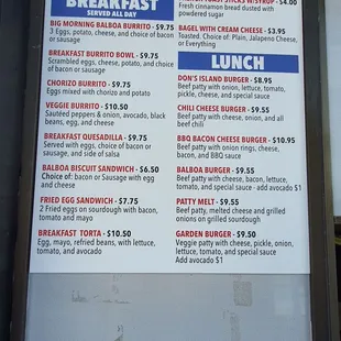 breakfast menu