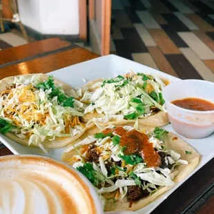 Pulled pork tacos &amp; the honey lavender latte :)