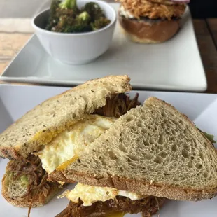 Nick house sandwich and meatless breakfast sandwich