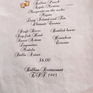 menu