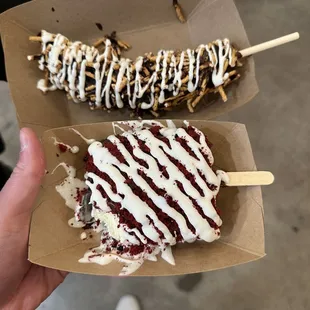 Red velvet ice cream bar chocolate dipped banana
