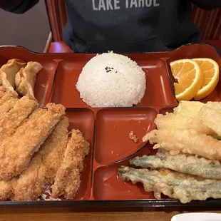 Bento Chicken Katsu and Tempura (not in the photo but it was served with miso soup and salad).
