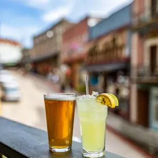 two drinks on a balcony
