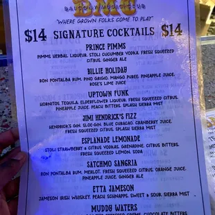 Cocktail list