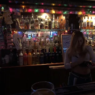 a woman at the bar