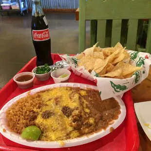 Mexican plate shown minus the crispy taco (I was hungry)