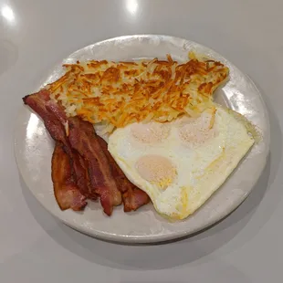 Bacon &amp; Eggs over easy w/ hash browns