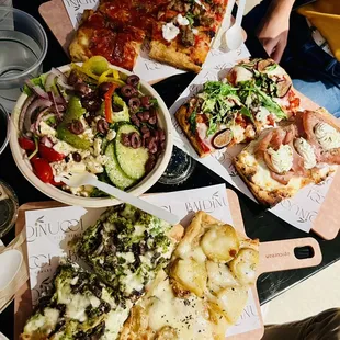 Pizza, Salad, and wine!