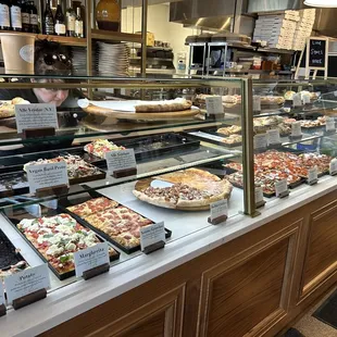 The counter with pizza!