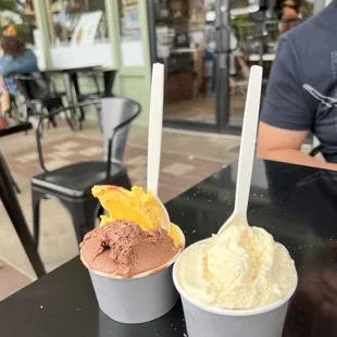 Chocolate &amp; mango and Panna Cotta gelato