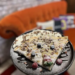 a slice of pizza on a plate