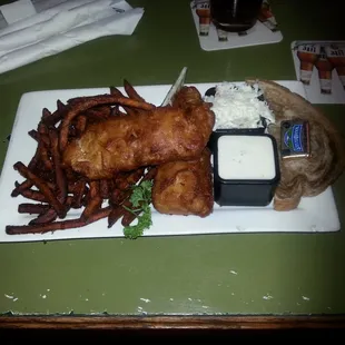 Cod fish fry special with sweet potato fries $11.50
