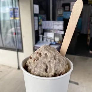 Chocolate Shave Ice with Ice Cream topped with Peanut Butter Snow Cap...