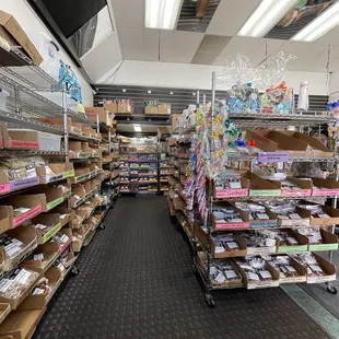 a wide aisle of goods