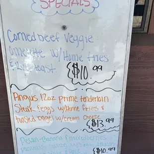 They also have specials on the boards.