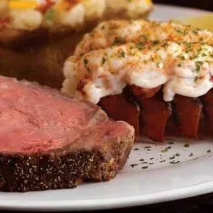 Prime rib and lobster tail dinner