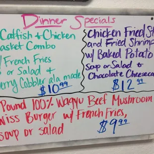 Specials of the day posted when you enter building