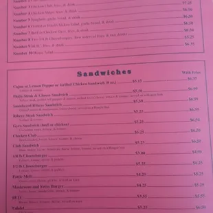 the menu for lunch specials