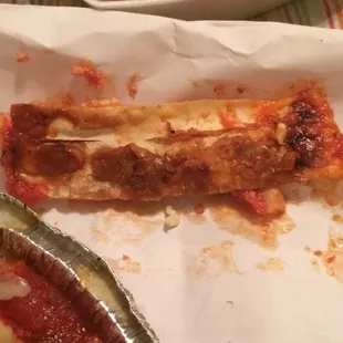 Nasty, dried out noodle I got in my manicotti.