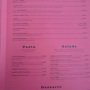 menu