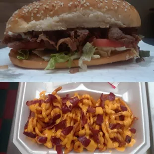 Philly with loaded curly fries