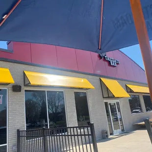 The entry as seen from outdoor patio area