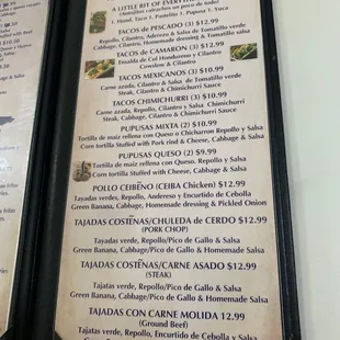 menu