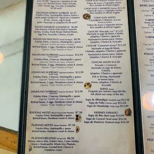 menu