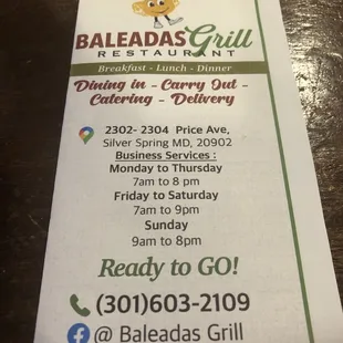 a menu for a restaurant