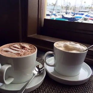 Hot chocolate &amp; latte with a view :)