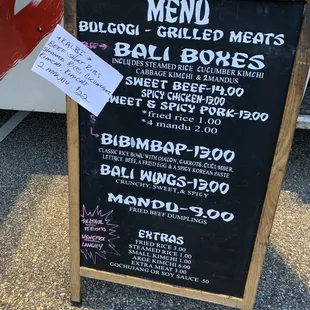 a menu for a restaurant