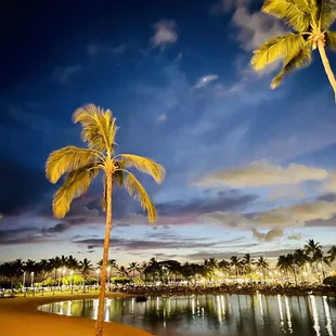 Night time lagoon view