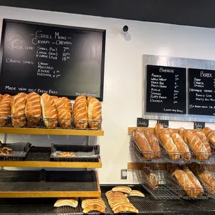 bread and pastries on display