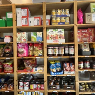 shelves of food and condiments