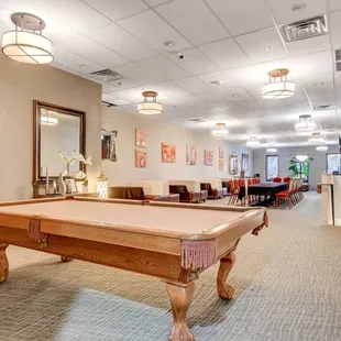 a pool table in the lobby