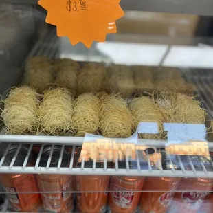 a display of food items