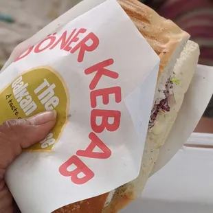 Look how big this kebab is compared to my hand, def worth the price!