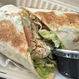 Doner wrap with chicken.