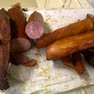 So many delicious  Smoked Meats I samples all and bought most unique Old Time Smoker Detroit classic since 1975