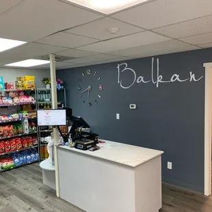 the front desk of the store