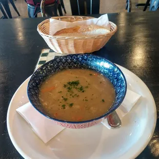 Balkan Serbian soup with Serbian bread