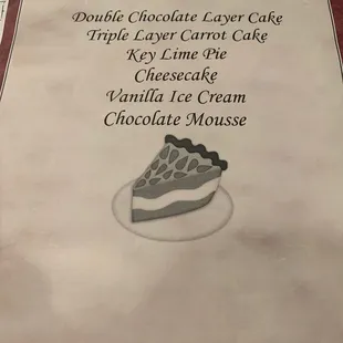 Dessert menu!