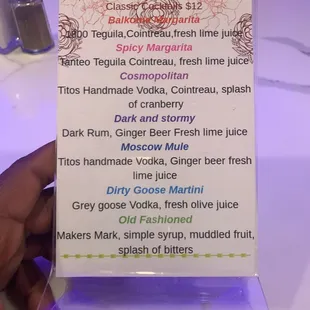 All classic cocktails