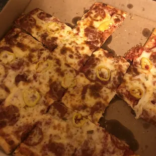 Large pepperoni, banana peppers and hot peppers!!